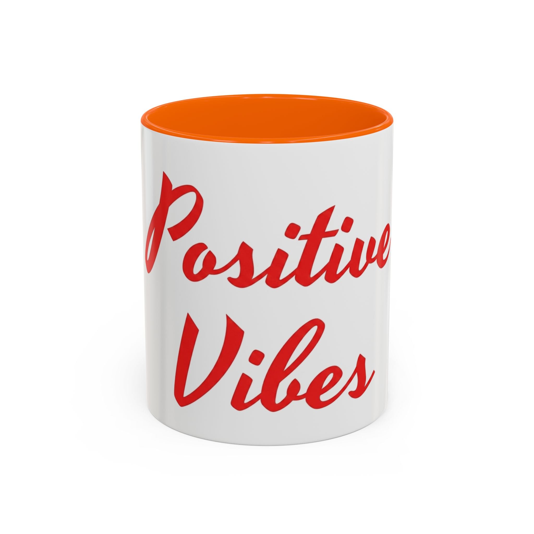 Positive Vibes Coffee Mug — Red Script Accent Mug (11/15 oz)