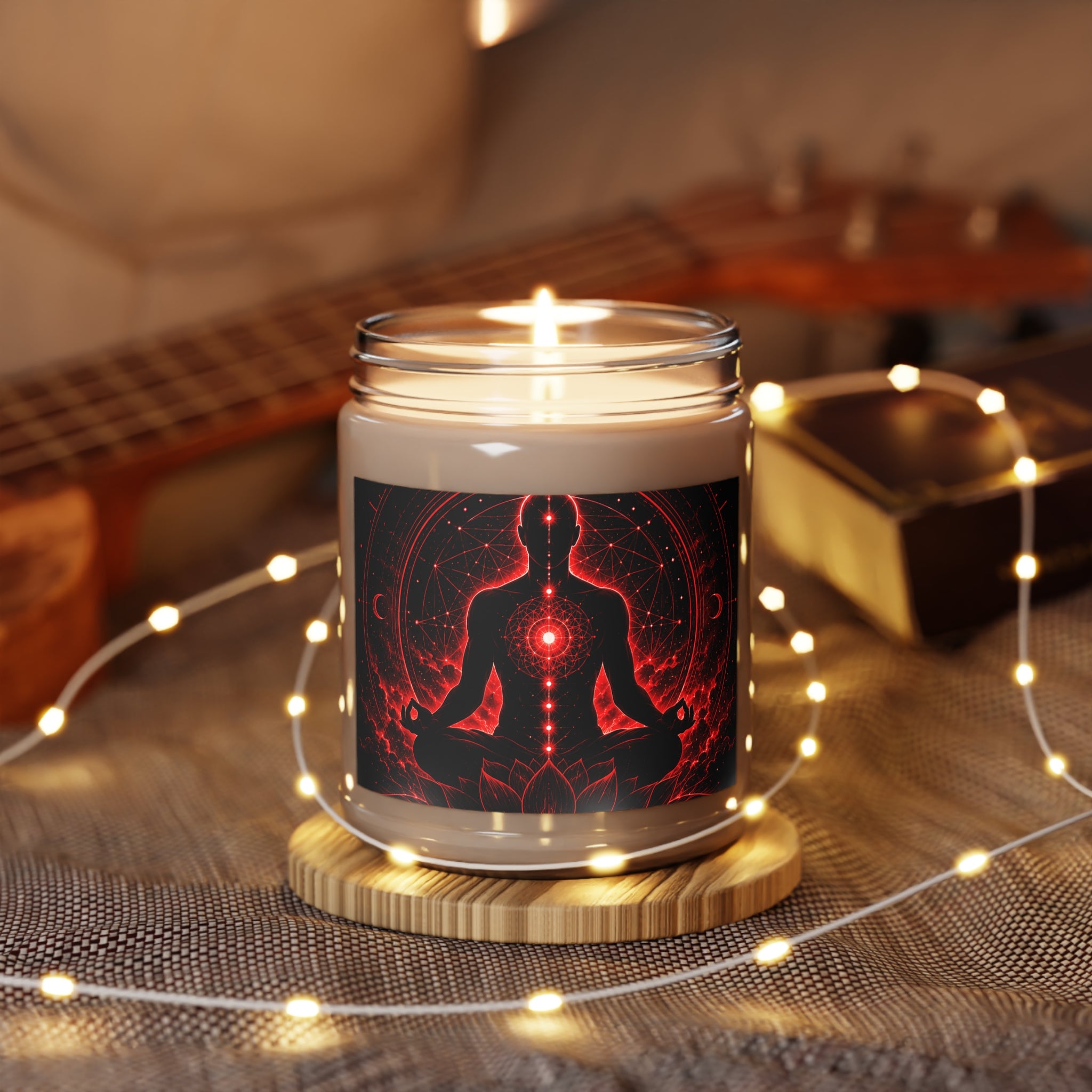 Meditation Chakra Candle — Red Root & Heart Soy Jar (9oz)