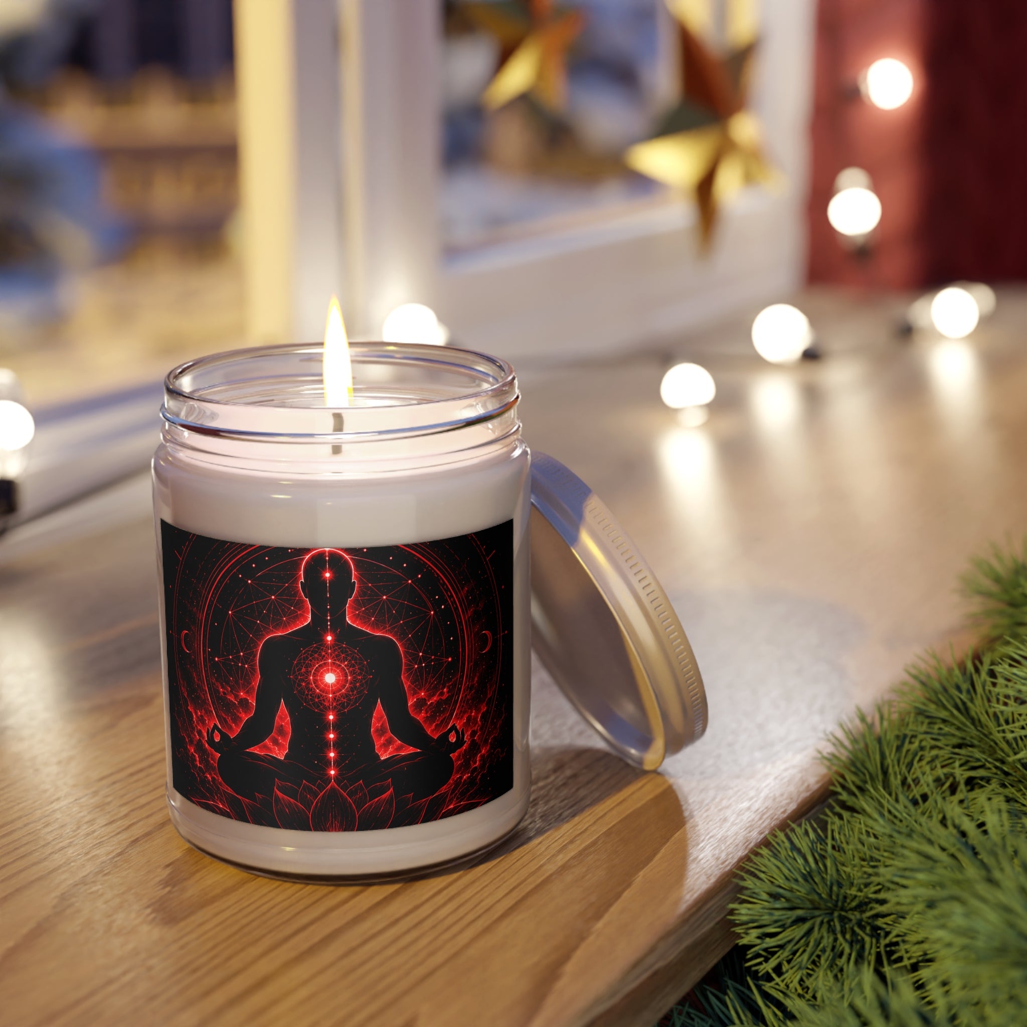 Meditation Chakra Candle — Red Root & Heart Soy Jar (9oz)
