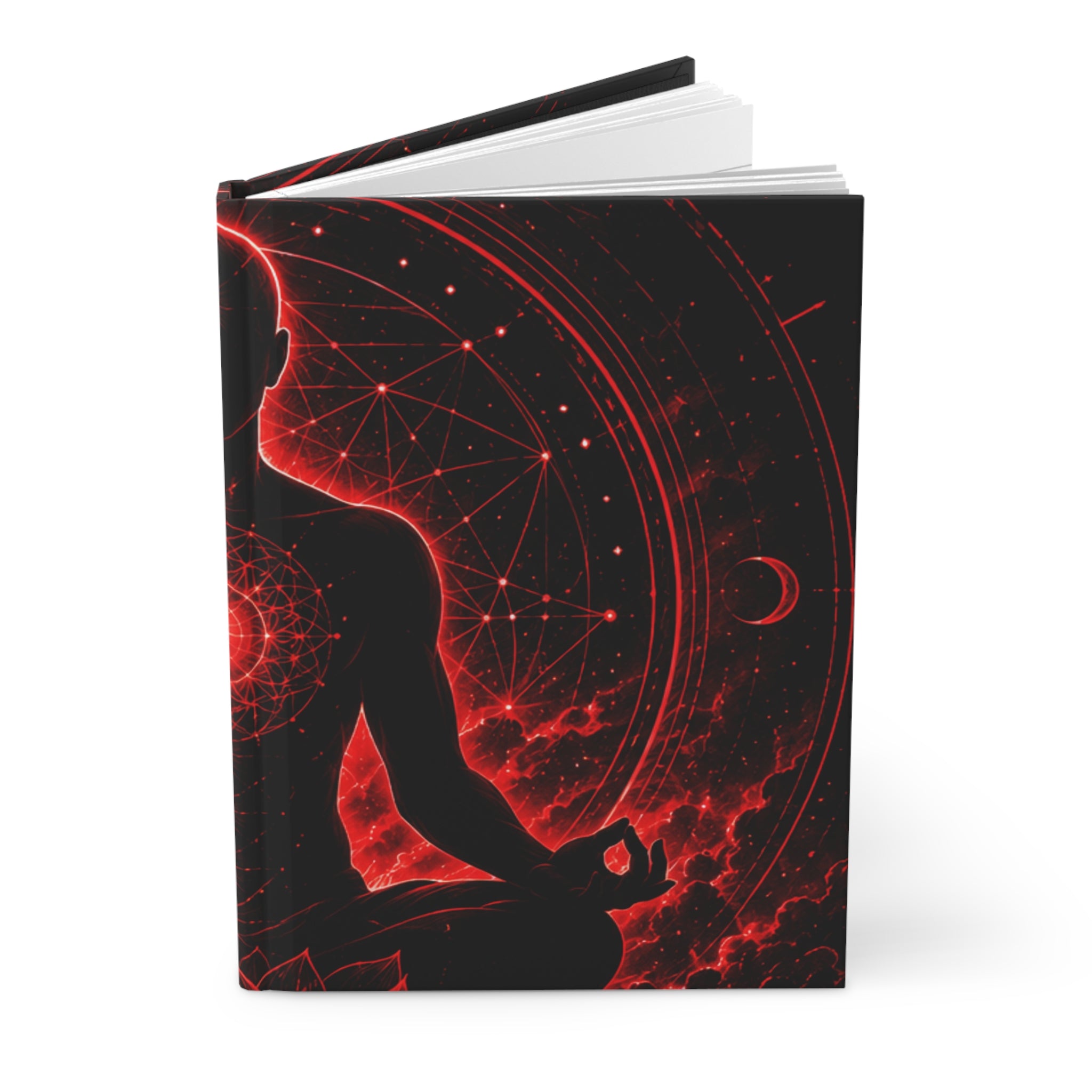 Meditation Journal — Red Cosmic Yoga Spiritual Hardcover Notebook