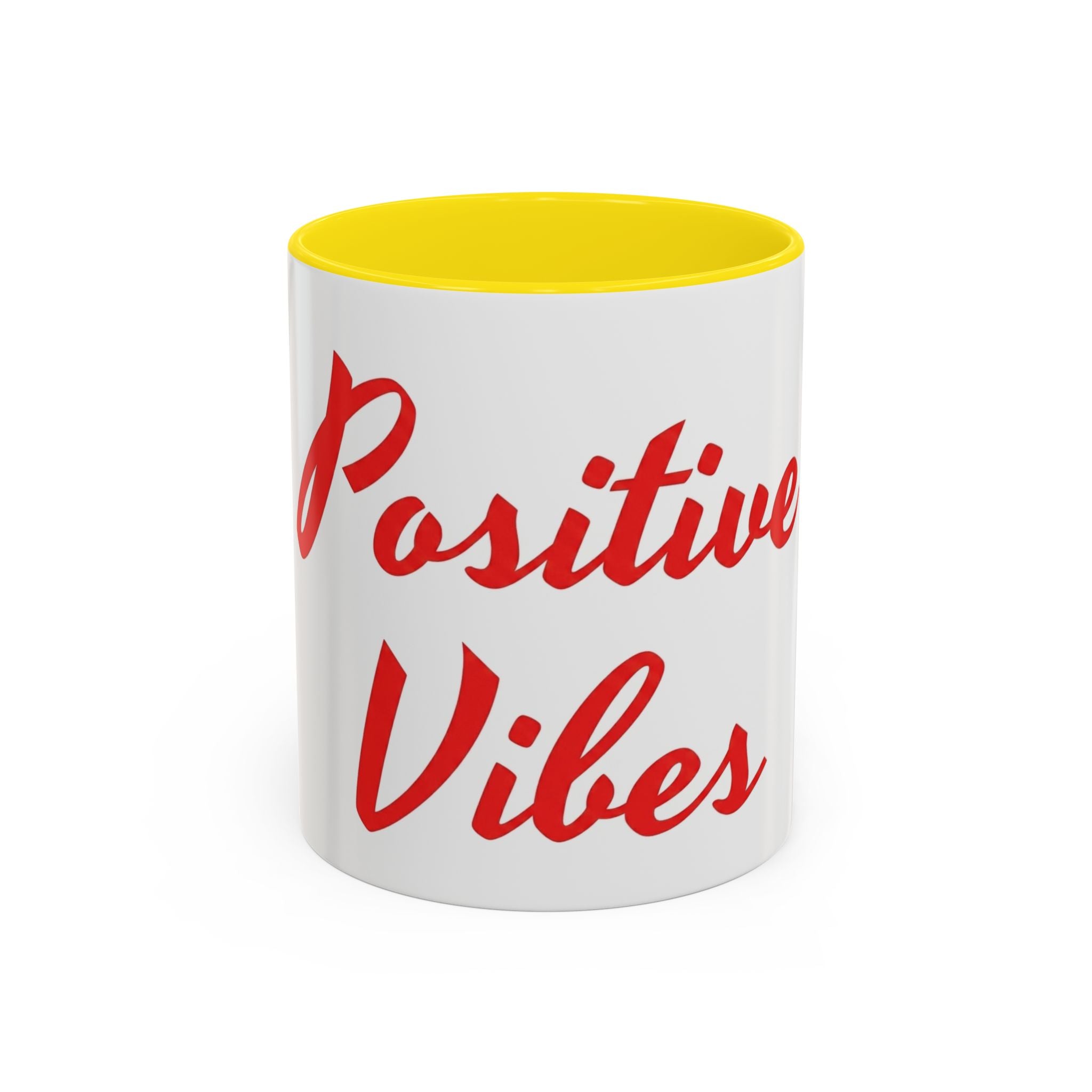 Positive Vibes Coffee Mug — Red Script Accent Mug (11/15 oz)