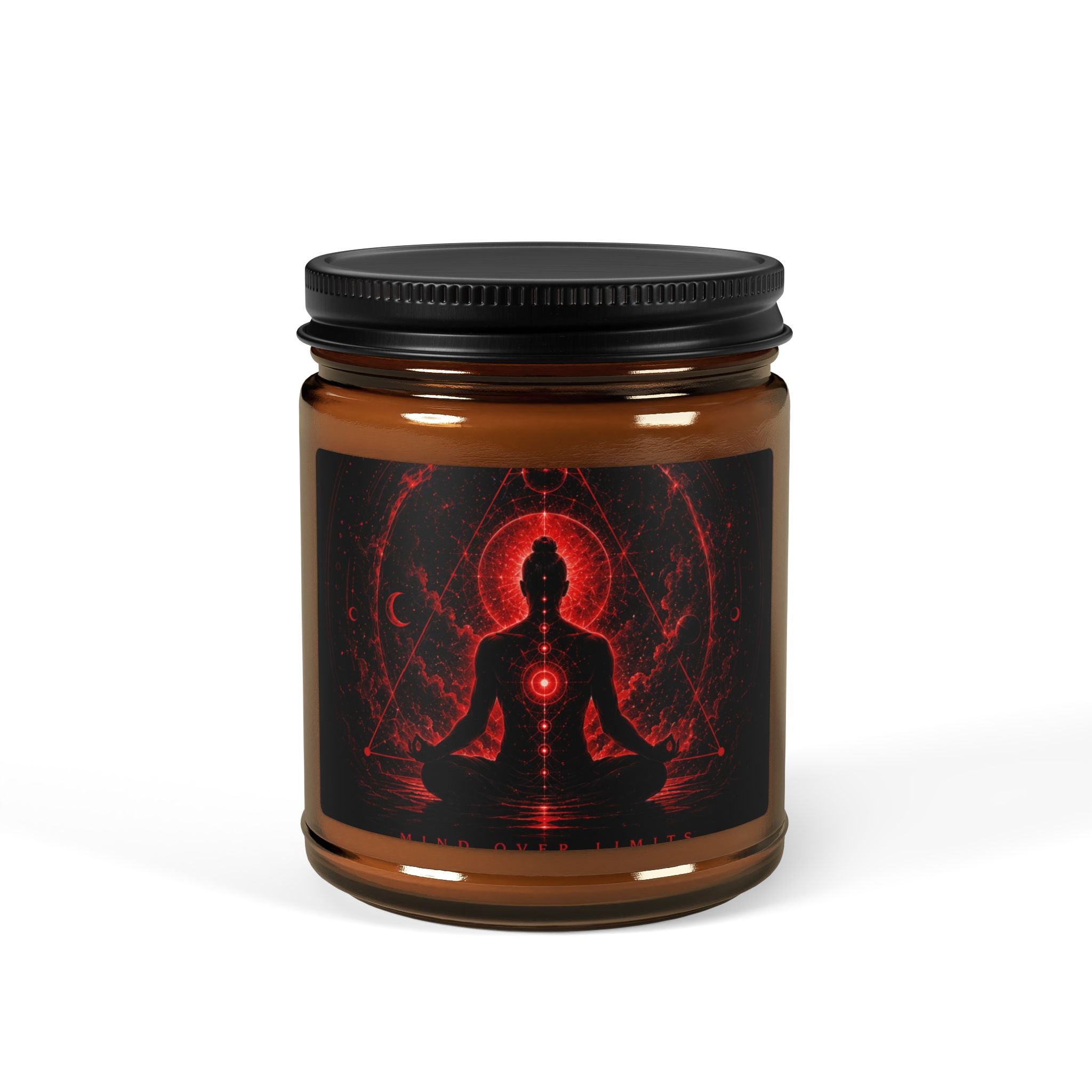 Meditation Soy Candle — Amber Jar Scented Candle with Chakra Artwork