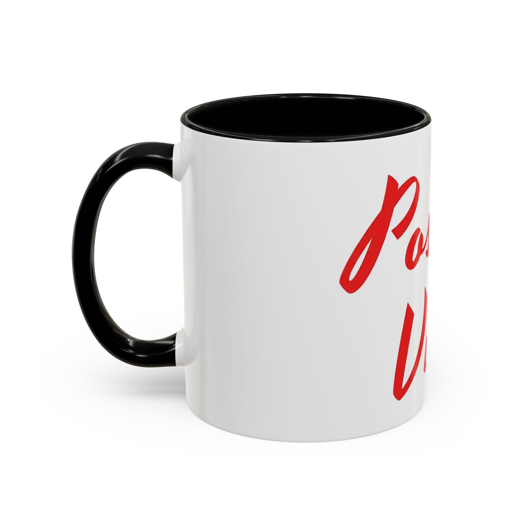 Positive Vibes Coffee Mug — Red Script Accent Mug (11/15 oz)