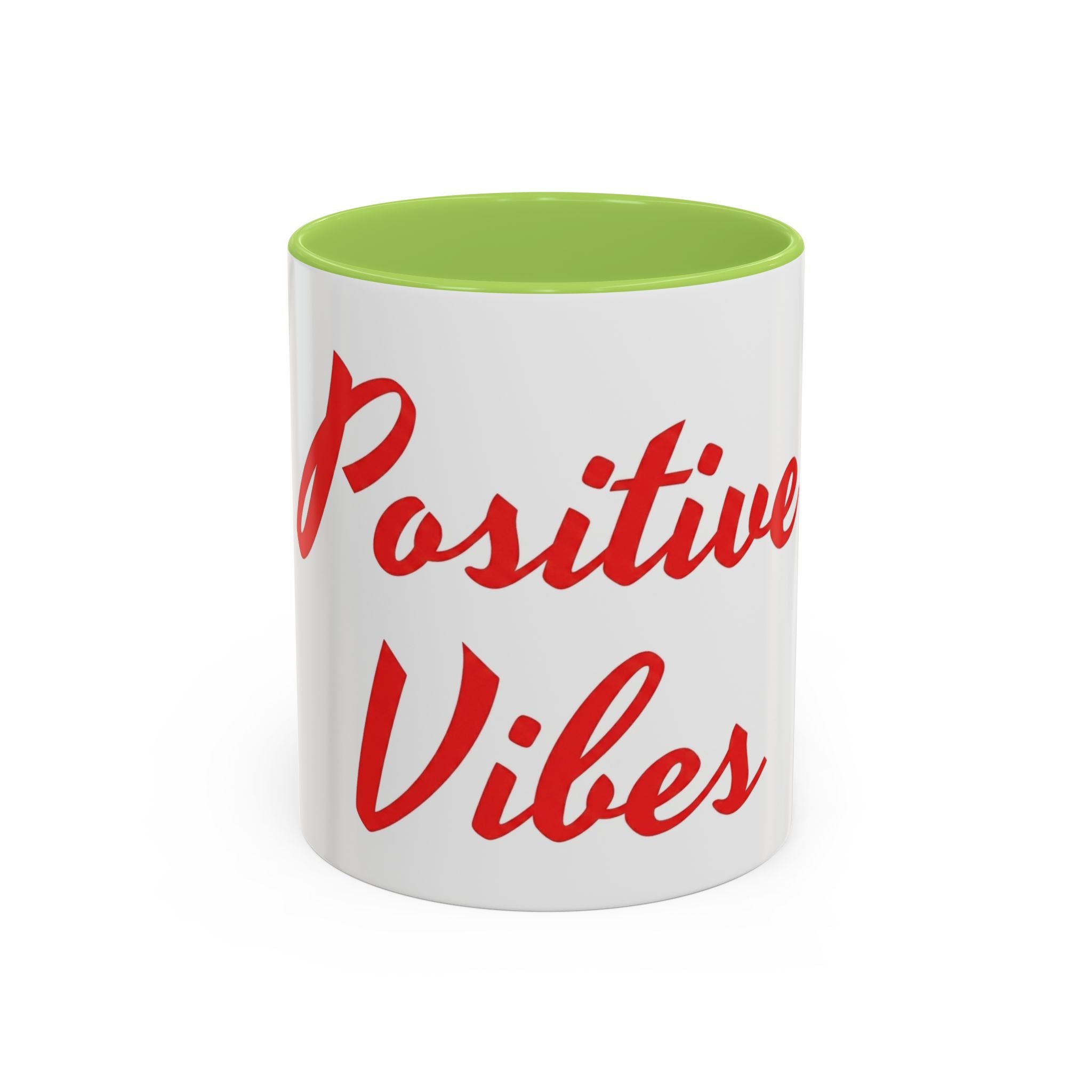 Positive Vibes Coffee Mug — Red Script Accent Mug (11/15 oz)