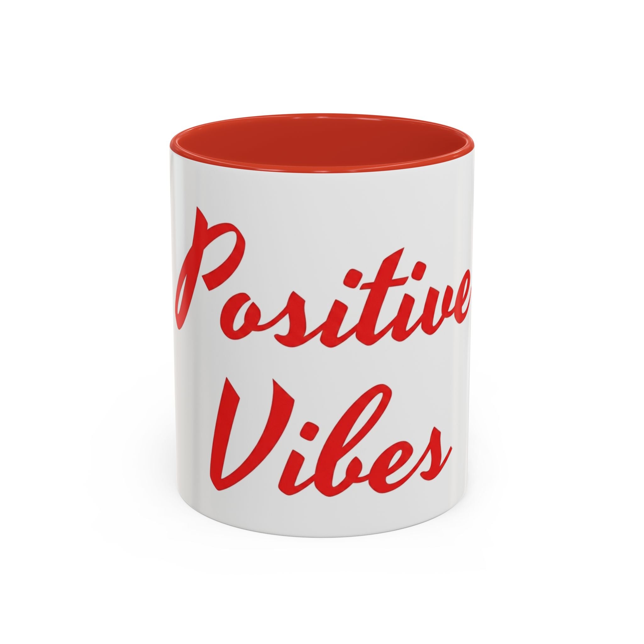 Positive Vibes Coffee Mug — Red Script Accent Mug (11/15 oz)