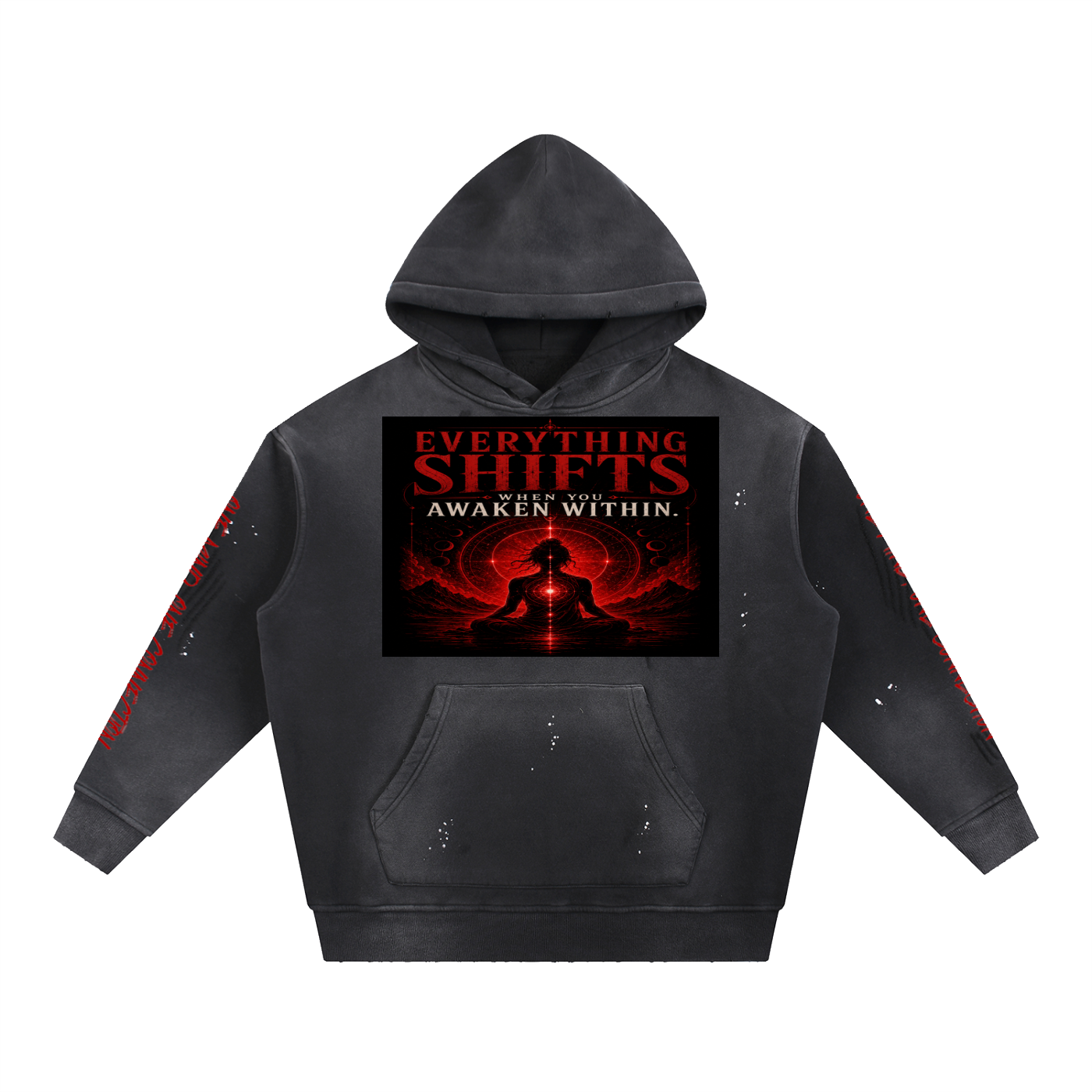 Vintage Washed Frayed Fleece Hoodie